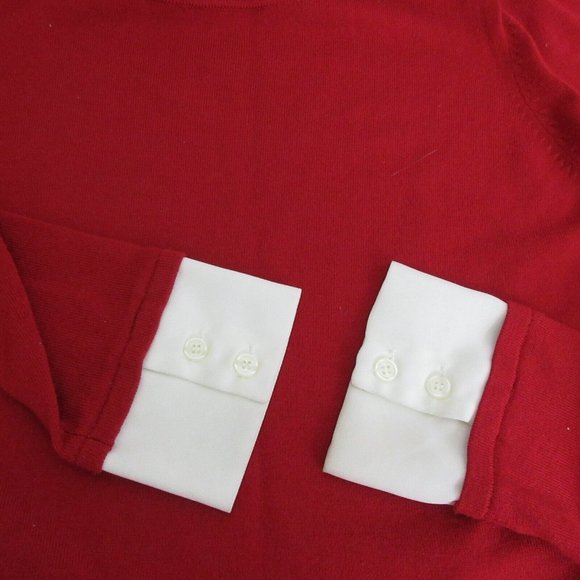 Susan Graver Red Sweater with White Under Blouse Sz Medium Layered 2-Piece Look - Picture 5 of 6